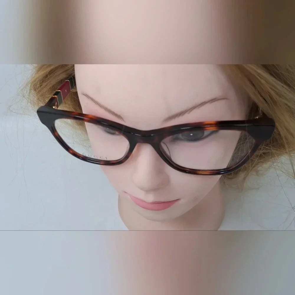 NWT Gucci Women's Eye Glasses  Frames Cat Eye Dark Havana Gold GG0600O 54-18-140 - Picture 11 of 16